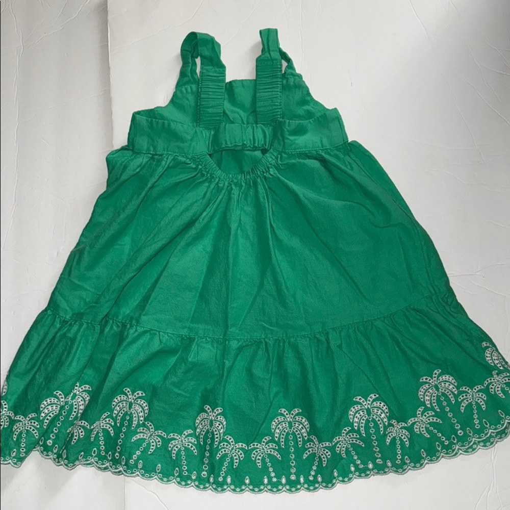 Old Navy Toddler Green Sleeveless Sundress with Embroidered White Palm Trees 5T - Picture 4 of 5
